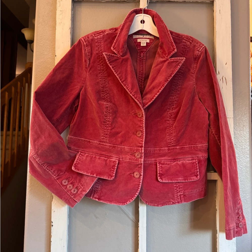 Tommy Hilfiger Women's Red Velvet Blazer